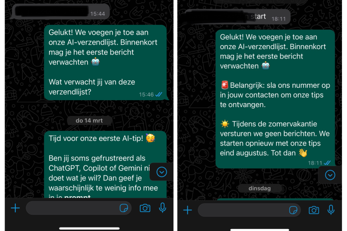 Voorbeelden automatisch bericht WhatsApp