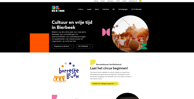 Screenshot van website De Borre